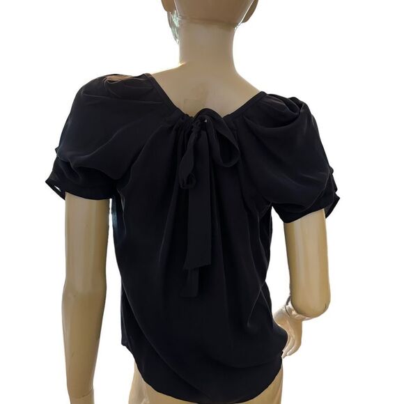 Navy Joie Babydoll Blouse with Tie Neck Back - Picture 2 of 4